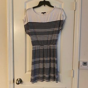 Black white strip mini dress tunic